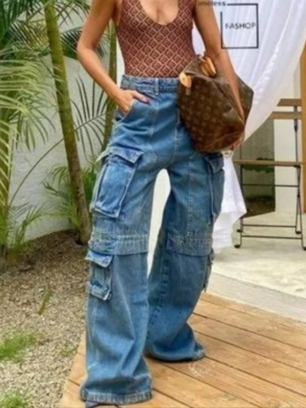Zara High-Waisted Cargo Jeans Wide Leg Blogger's Fav Y2K Retro Size 10
